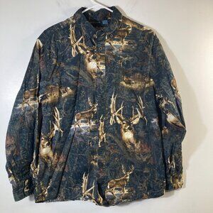 Mens Legacy Falls Hunting Shirt Buck Deer‎ Button Long Sleeve M Black Brown
